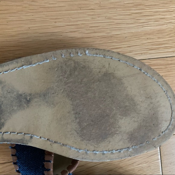 Jack Rogers Denim Blue Brown Flat Sandals 6 - Picture 4 of 6
